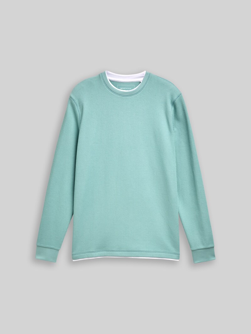 Tom Tailor Langarmshirt im 2-in-1-Look - Dusty Horizon Mint
