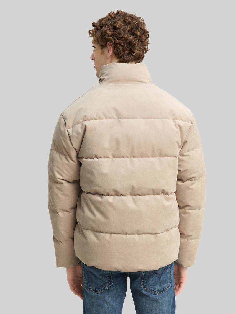 Tom Tailor Cord Puffer-Jacke mit Stehkragen - Cashew Beige