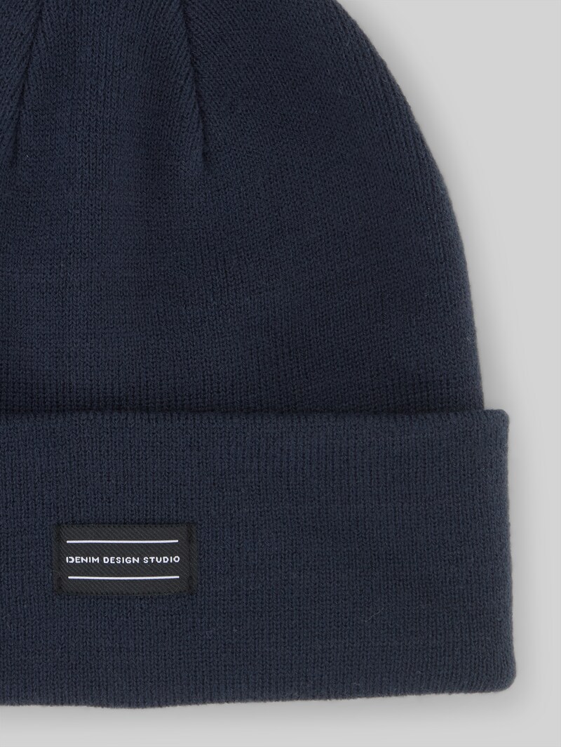 Tom Tailor Beanie Mütze mit Logo-Badge - Sky Captain Blue