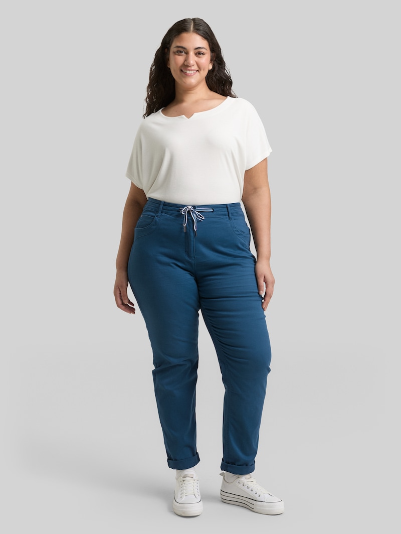 Tom Tailor Plus Size - Cropped Slim Hose - Dark Petrol