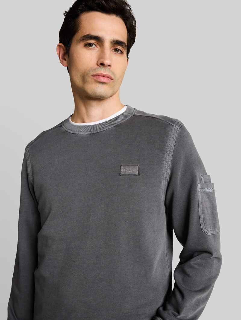 Tom Tailor Sweatshirt mit Ärmeltasche - Tarmac Grey
