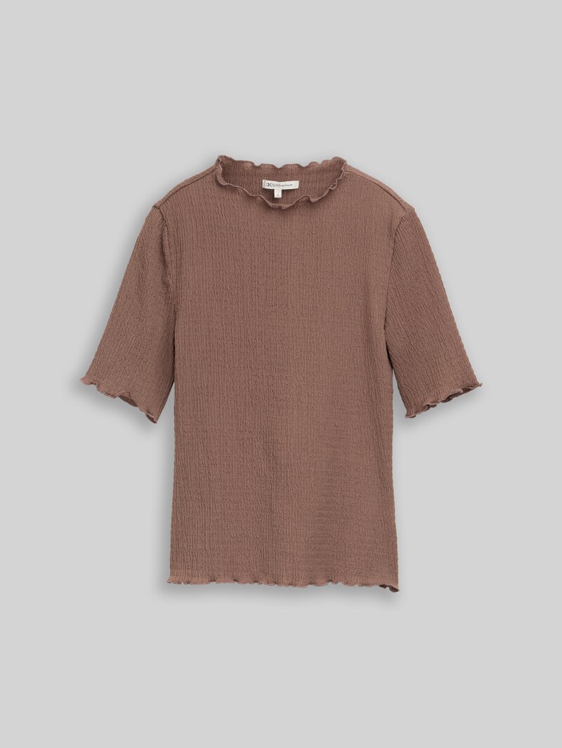 Tom Tailor Slim Fit Crinkle T-Shirt - Taupe Brown