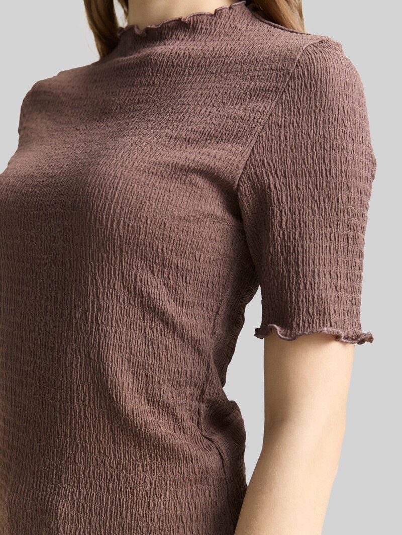 Tom Tailor Slim Fit Crinkle T-Shirt - Taupe Brown