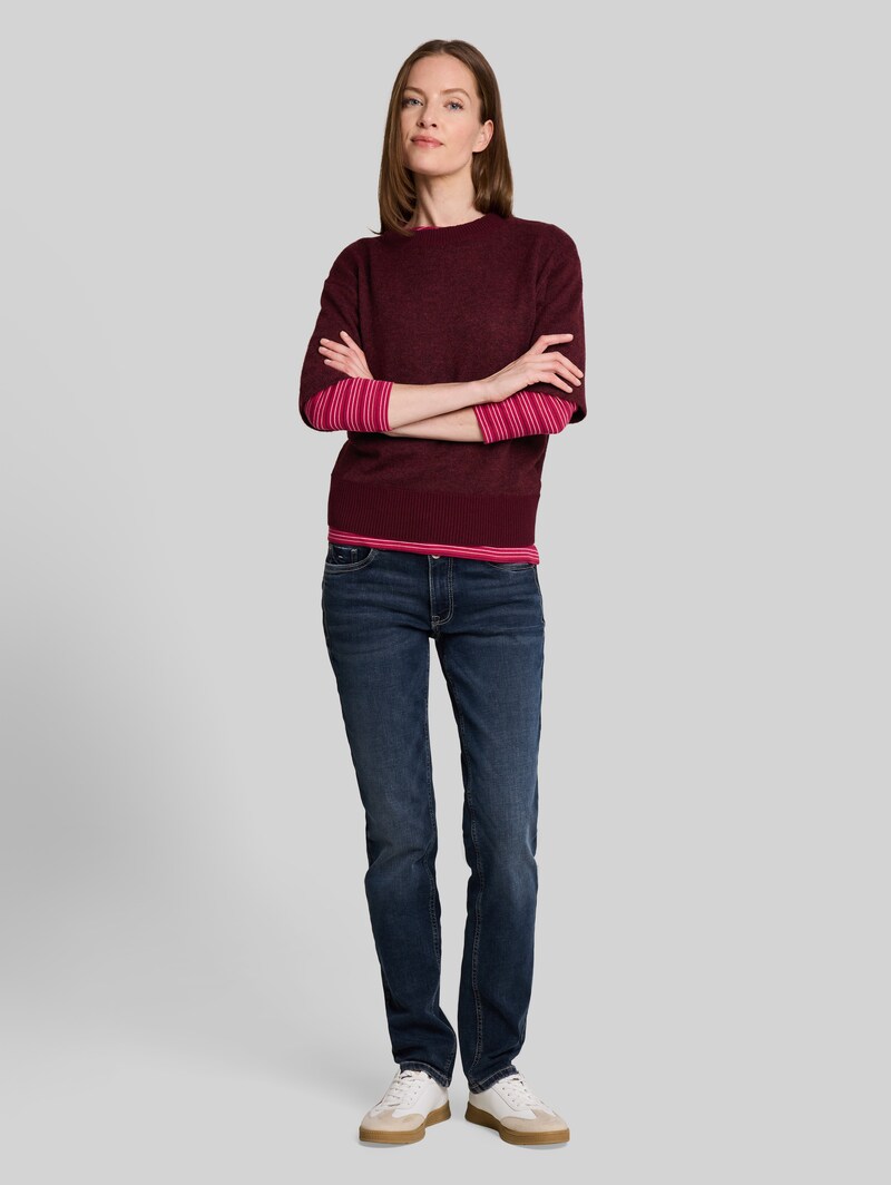 Tom Tailor Cosy Strickpullover mit Alpaka-Anteil - Preppy Plum Melange
