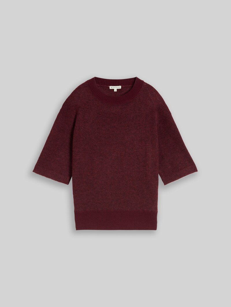 Tom Tailor Cosy Strickpullover mit Alpaka-Anteil - Preppy Plum Melange