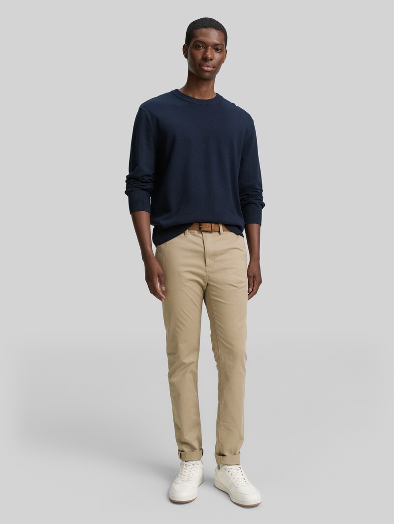 Tom Tailor Slim Chino Hose mit Gürtel - Roasted Nut Brown