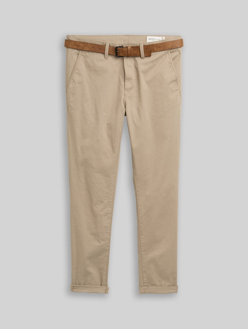 Tom Tailor Slim Chino Hose mit Gürtel - Roasted Nut Brown