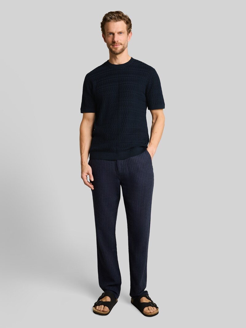 Tom Tailor Strickpullover mit Rippstruktur - Sky Captain Blue