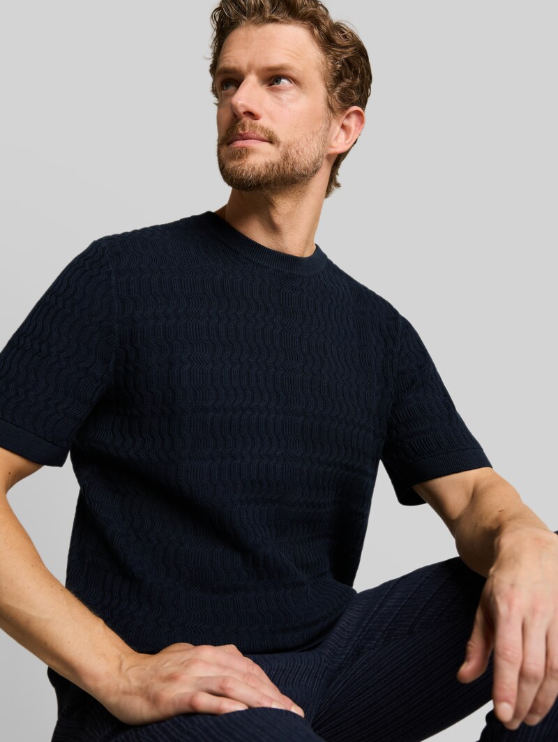 Tom Tailor Strickpullover mit Rippstruktur - Sky Captain Blue