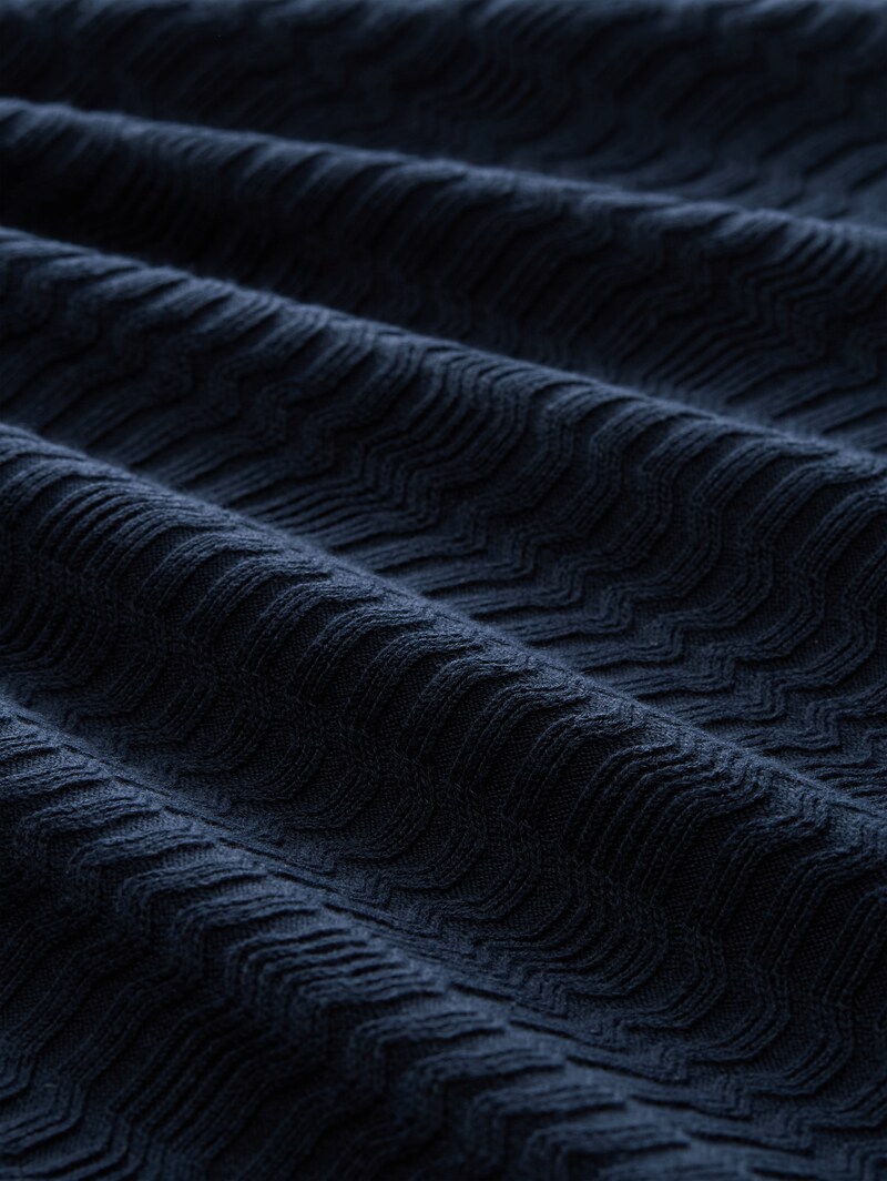Tom Tailor Strickpullover mit Rippstruktur - Sky Captain Blue