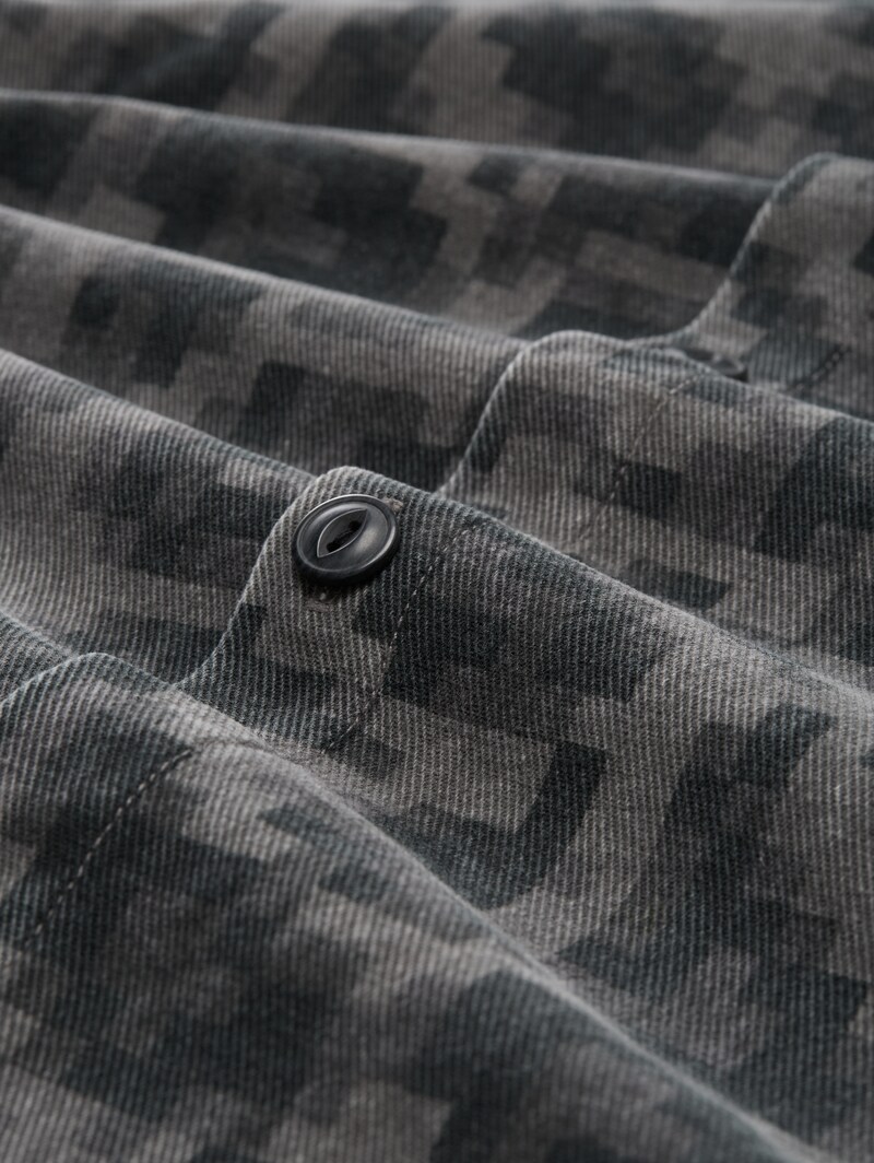 Tom Tailor Overshirt mit Brusttasche - Night Grey Big Pixel Print