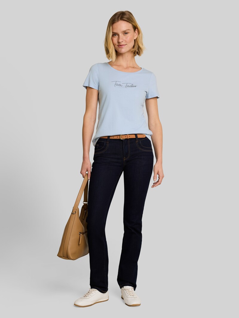 Tom Tailor T-Shirt mit Glitzer-Logo - Kentucky Blue