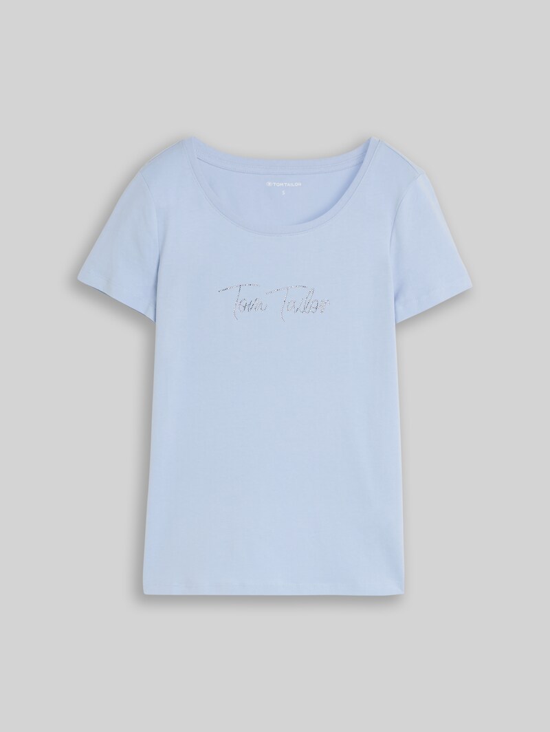 Tom Tailor T-Shirt mit Glitzer-Logo - Kentucky Blue