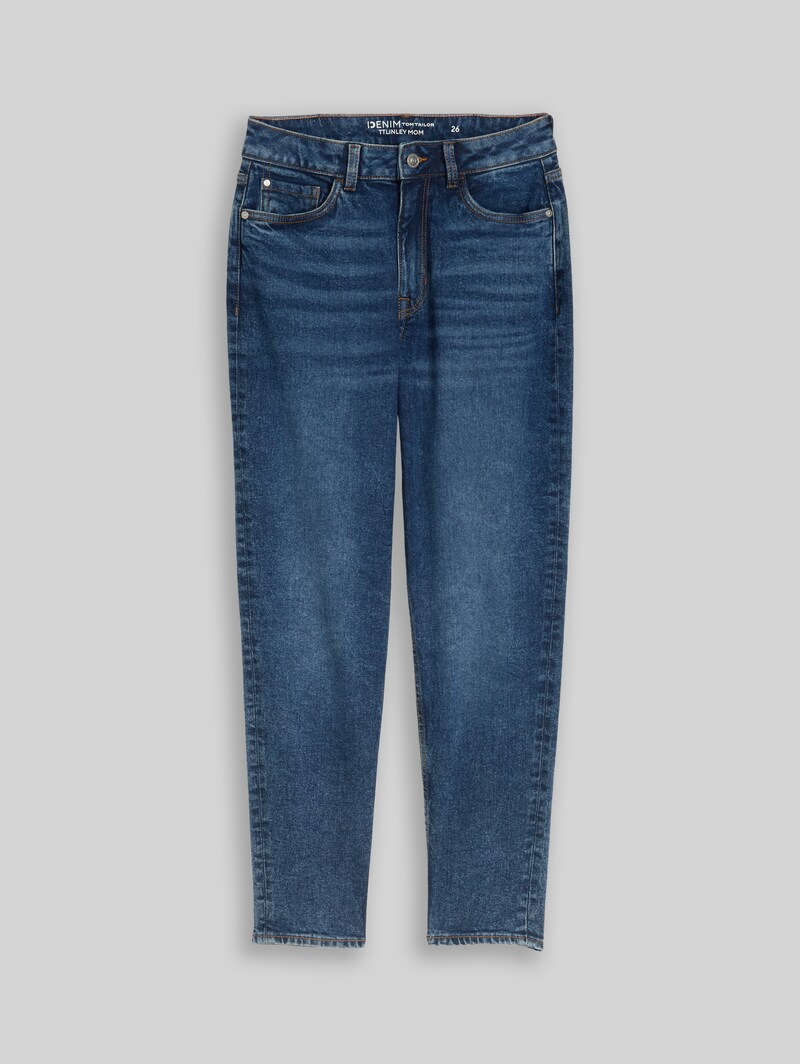 Tom Tailor TTLINLEY MOM High Waist Ankle Jeans - Used Dark Stone Blue Denim