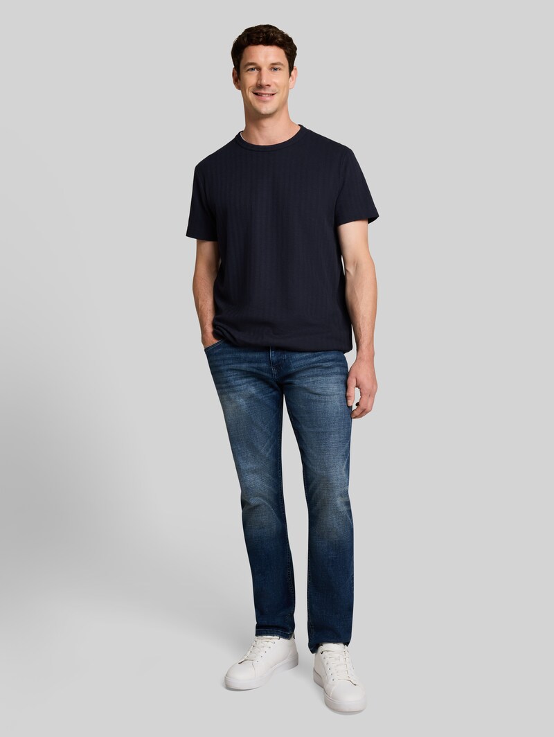 Tom Tailor T-Shirt mit Waffelstruktur - Sky Captain Blue