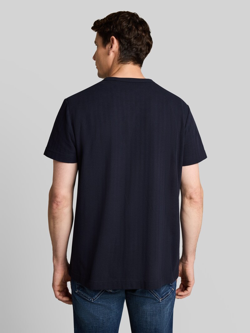Tom Tailor T-Shirt mit Waffelstruktur - Sky Captain Blue