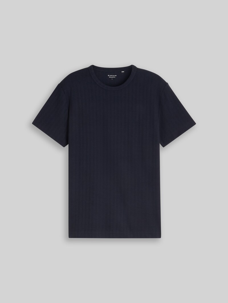 Tom Tailor T-Shirt mit Waffelstruktur - Sky Captain Blue