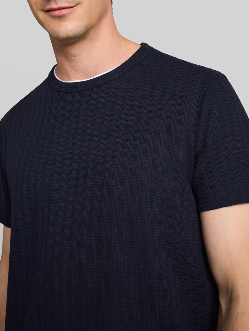 Tom Tailor T-Shirt mit Waffelstruktur - Sky Captain Blue