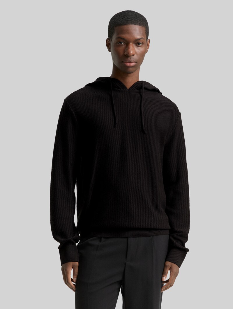 Tom Tailor Strickpullover mit Kapuze - Black Tom Tailor Strickpullover mit Kapuze - Black