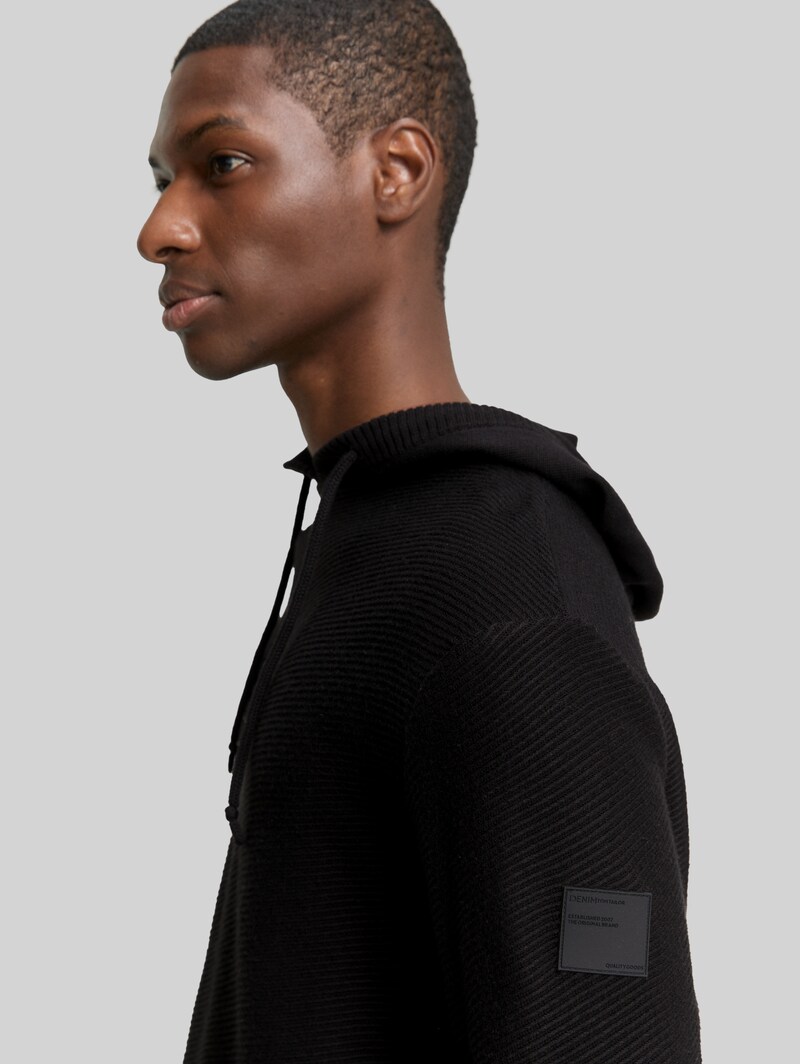 Tom Tailor Strickpullover mit Kapuze - Black