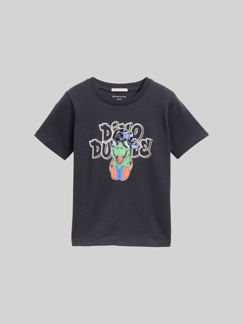 Tom Tailor T-Shirt mit Wendepailletten - Coal Grey