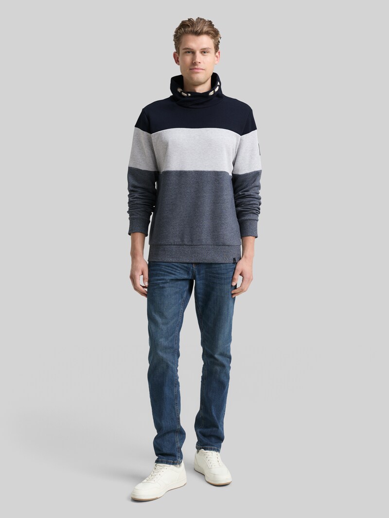 Tom Tailor Snood Sweatshirt mit Colour Blocking - Navy Grindle Structure