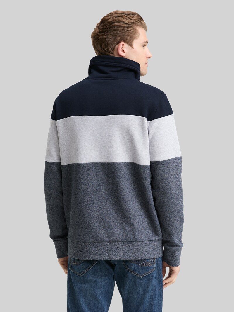 Tom Tailor Snood Sweatshirt mit Colour Blocking - Navy Grindle Structure