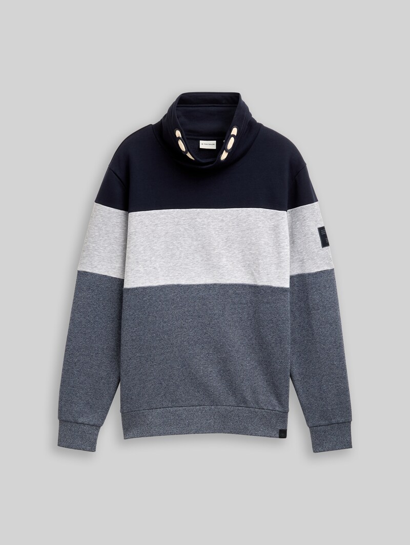 Tom Tailor Snood Sweatshirt mit Colour Blocking - Navy Grindle Structure