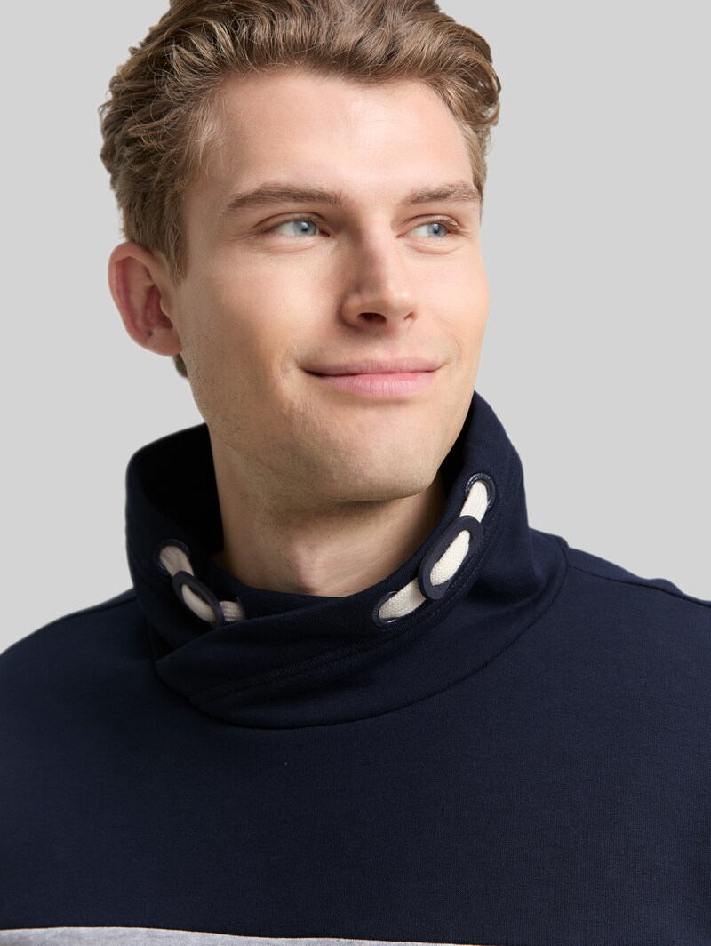 Tom Tailor Snood Sweatshirt mit Colour Blocking - Navy Grindle Structure