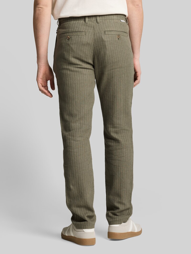 Tom Tailor TTREGULAR Chino Hose mit Leinenanteil - Leaf Green Stripe Tom Tailor TTREGULAR Chino Hose mit Leinenanteil - Leaf Green Stripe