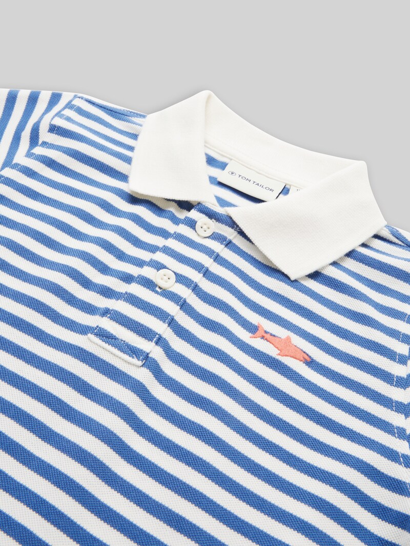 Tom Tailor Piqué Poloshirt mit Stickerei - Blue White Stripe