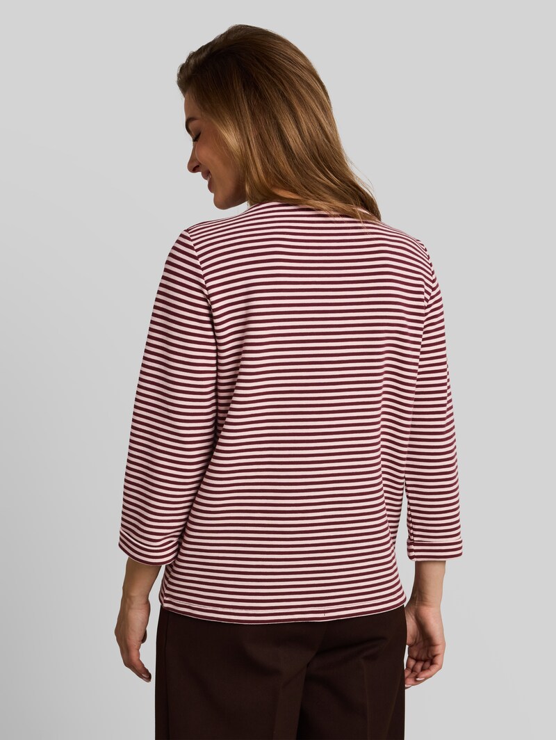 Tom Tailor Langarmshirt mit Knopf-Details - Light Pink Preppy Plum Stripe