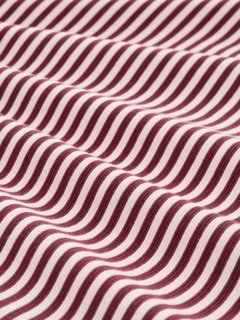 Tom Tailor Langarmshirt mit Knopf-Details - Light Pink Preppy Plum Stripe