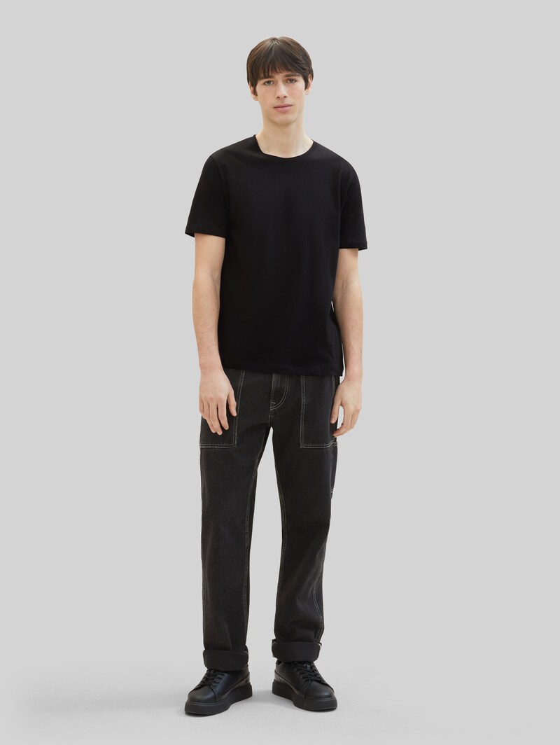 Tom Tailor T-Shirts aus Baumwolle im 3er-Pack - Black