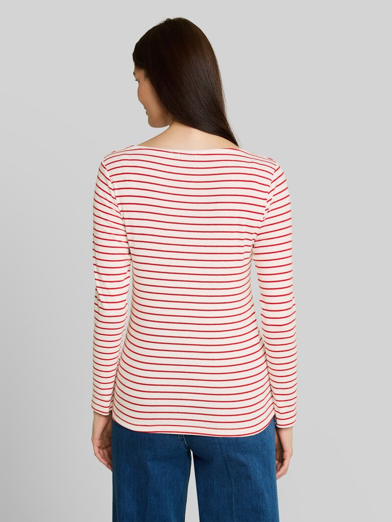 Tom Tailor Langarmshirt mit Streifenmuster - Red Offwhite Stripe
