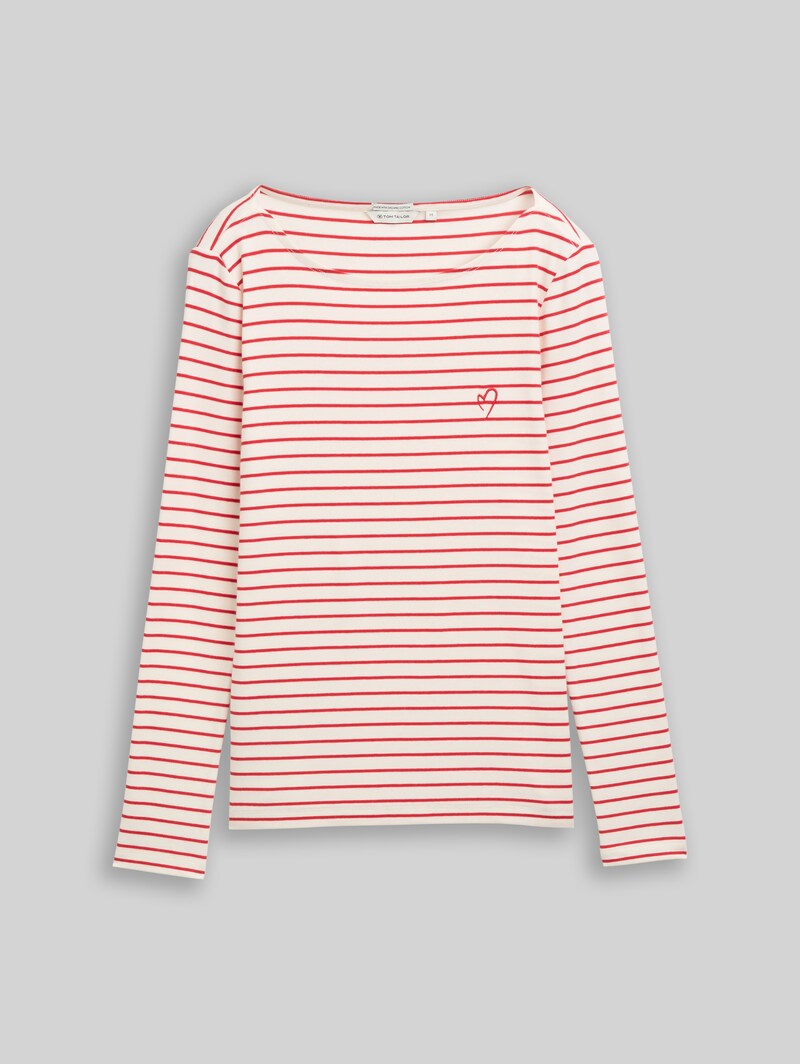 Tom Tailor Langarmshirt mit Streifenmuster - Red Offwhite Stripe