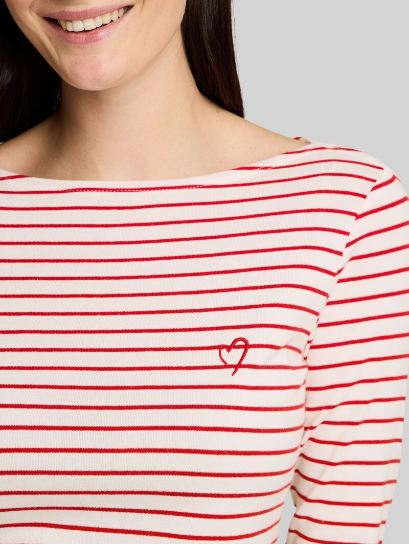 Tom Tailor Langarmshirt mit Streifenmuster - Red Offwhite Stripe
