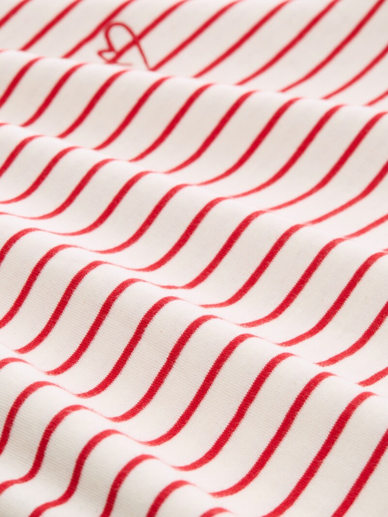 Tom Tailor Langarmshirt mit Streifenmuster - Red Offwhite Stripe