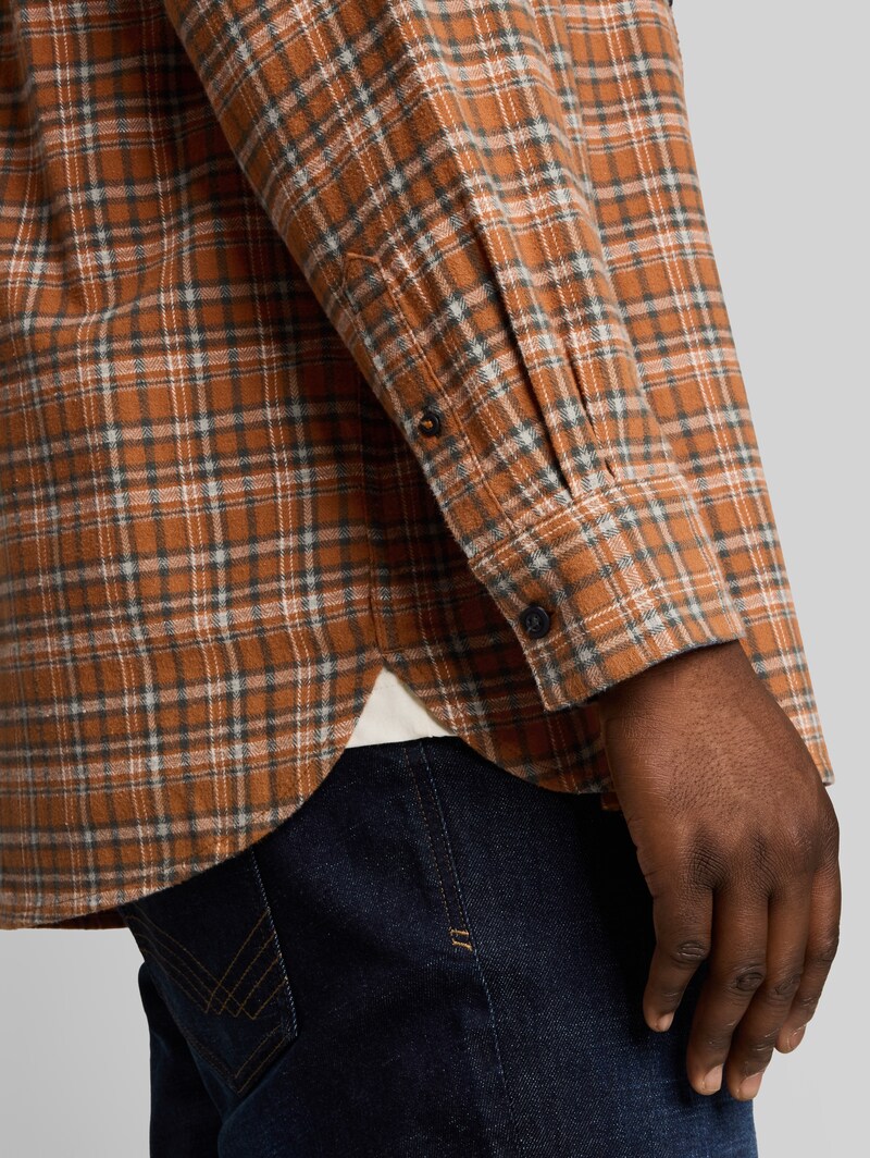 Tom Tailor Plus Size - Flanell-Hemd mit Karomuster - Brown Orange Based Mint Check