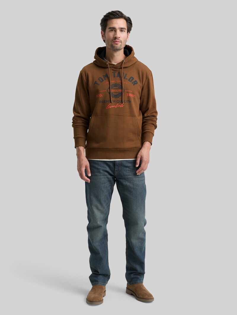 Tom Tailor Hoodie Sweatshirt mit Logo-Print - Dark Palm