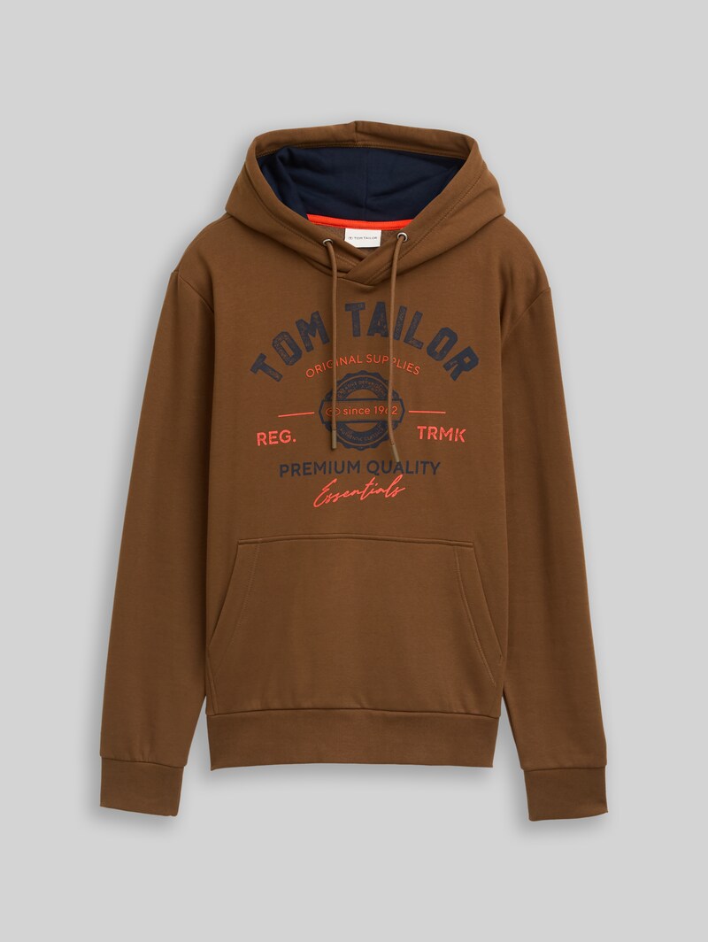 Tom Tailor Hoodie Sweatshirt mit Logo-Print - Dark Palm