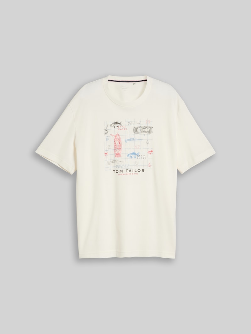 Tom Tailor Plus Size - T-Shirt mit Waffelstruktur - Gardenia White