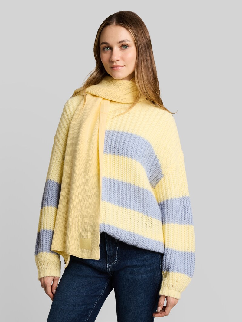 Tom Tailor Strickschal mit Badge - Soft Vanilla Yellow
