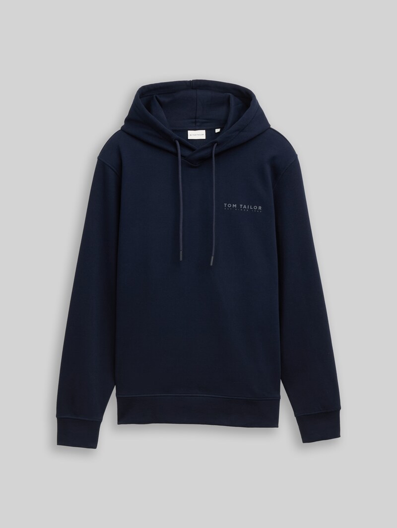 Tom Tailor Hoodie Sweatshirt mit Logo-Print - Sky Captain Blue
