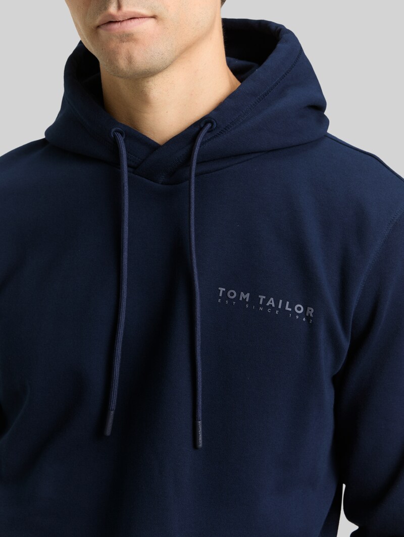 Tom Tailor Hoodie Sweatshirt mit Logo-Print - Sky Captain Blue