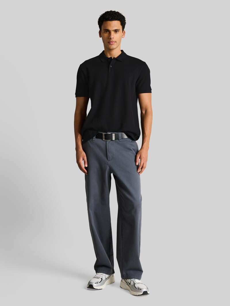 Tom Tailor Poloshirt mit Rippstruktur - Black