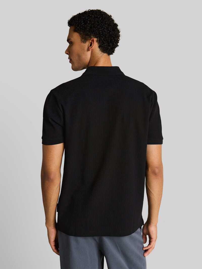 Tom Tailor Poloshirt mit Rippstruktur - Black