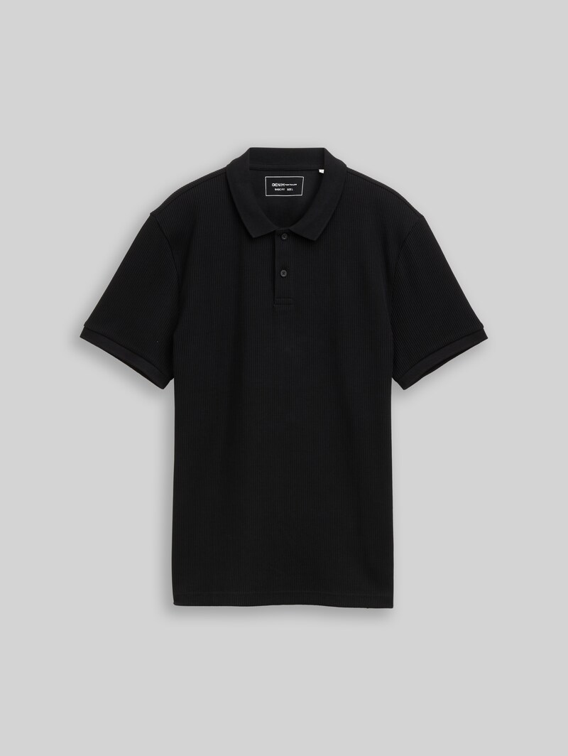 Tom Tailor Poloshirt mit Rippstruktur - Black