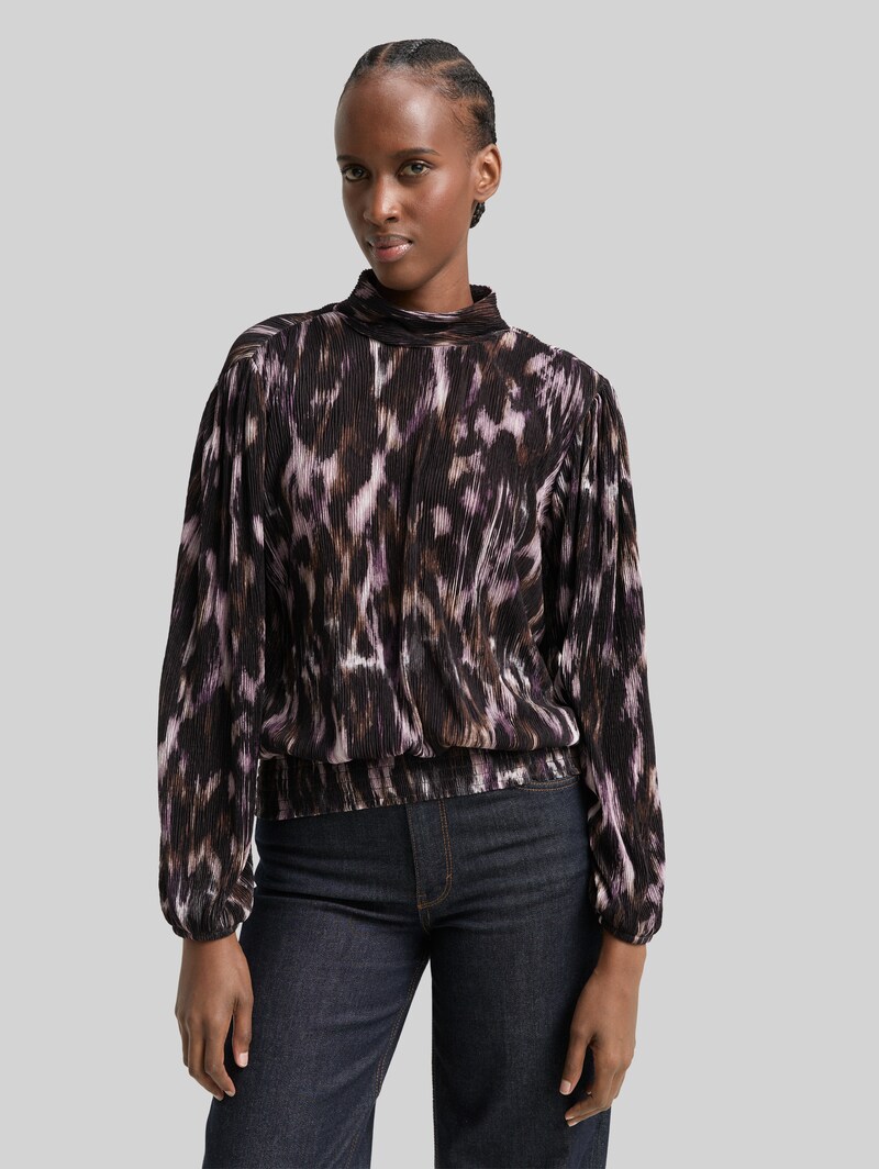 Tom Tailor Loose Fit Blusenshirt mit Muster - Black Brown Abstract Print Tom Tailor Loose Fit Blusenshirt mit Muster - Black Brown Abstract Print