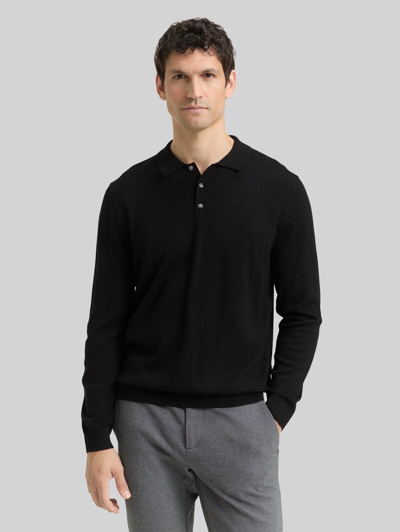 Tom Tailor Strickpullover mit Merinowolle - Black